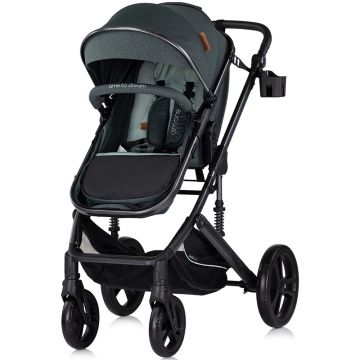 Carucior pentru copii Chipolino Amore Basil 2 in 1 cu sezut reversibil, maner reglabil, suspensii, husa de picioare, gentuta, suport pahar, greutate admisa 22 kg