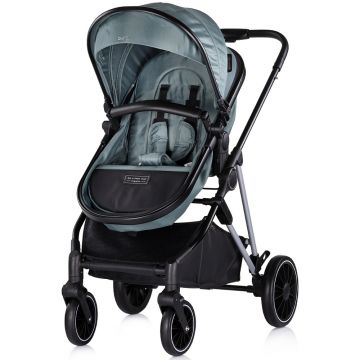 Carucior pentru copii Chipolino Aura 2 in 1 basil cu suspensii, spatar reglabil, sezut reversibil, accesorii incluse, greutate maxim admisa 22 kg