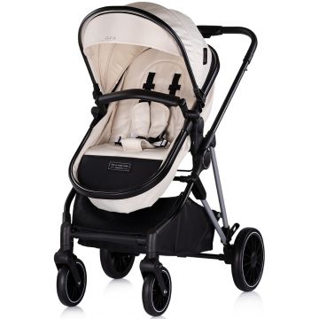 Carucior pentru copii Chipolino Aura 2 in 1 biscotta cu suspensii, spatar reglabil, sezut reversibil, accesorii incluse, greutate maxim admisa 22 kg