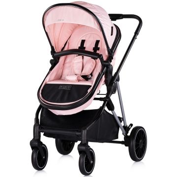 Carucior pentru copii Chipolino Aura 2 in 1 marshmallow cu suspensii, spatar reglabil, sezut reversibil, accesorii incluse, greutate maxim admisa 22 kg