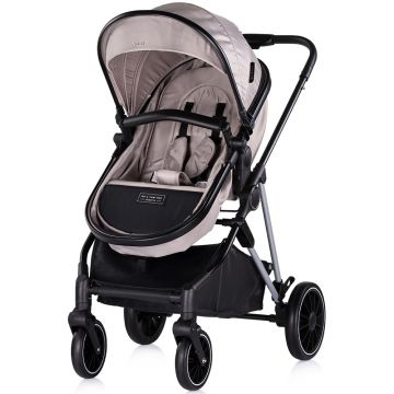 Carucior pentru copii Chipolino Aura 2 in 1 tiramisu cu suspensii, spatar reglabil, sezut reversibil, accesorii incluse, greutate maxim admisa 22 kg