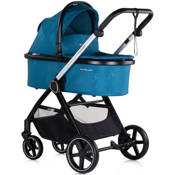 Carucior pentru copii Chipolino Marbella 3 in 1 oasis cu spatar reglabil, suspensii,  maner ajustabil, bara detasabila, suport picioare reglabil