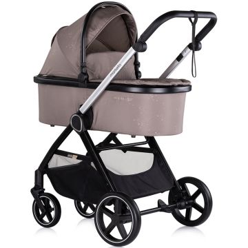 Carucior pentru copii Chipolino Marbella 3 in 1 tiramisu cu spatar reglabil, suspensii,  maner ajustabil, bara detasabila, suport picioare reglabil