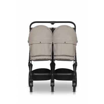 Carucior pentru copii gemeni, EasyGo Echo 2 in 1, omologat EN1888, Pliabil, cu Landouri textile, copertine independente reglabile si detasabile, suspensii, spatar reglabil, cu 2 huse de picioruse incluse, Savana Beige