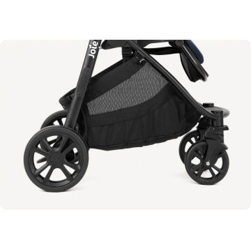 Carucior pentru copii Joie Versatrax E Navy Blazer 3 in 1, multifunctional, cu suport picioare, maner parental, spatar reglabil, husa de ploaie si suport pentru pahar