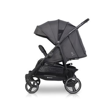 Carucior pentru gemeni 2 in 1 Euro Cart Doblo Iron, cu Landouri, pliabil, cu suspensii, spatar reglabil, copertina reglabila si accesorii incluse, greutate maxim admisa 22 kg