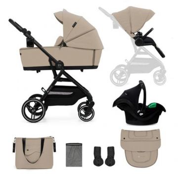 Carucior sport 3 in 1 Kinderkraft Yoxi, 0-22kg, landou, scoica auto, pliabil, Bej