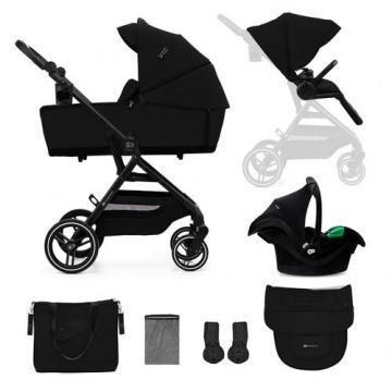 Carucior sport 3 in 1 Kinderkraft Yoxi, 0-22kg, landou, scoica auto, pliabil, Negru