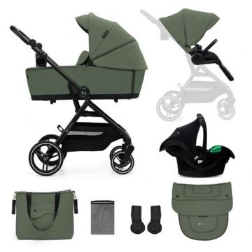 Carucior sport 3 in 1 Kinderkraft Yoxi, 0-22kg, landou, scoica auto, pliabil, Verde