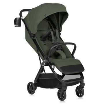 Carucior sport, Lionelo, Bess, Greutate 7.5 kg, Sustine 22 kg, 6 luni+, Capotina impermeabila si protectie SPF 50+, Include suport sticla, Pliere cu o singura mana, Maner pentru transport, Verde