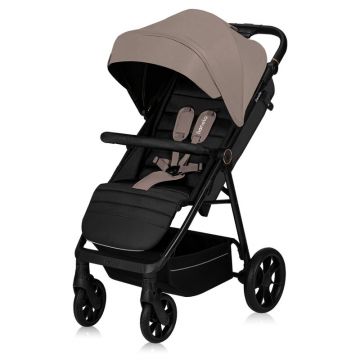 Carucior sport, Lionelo, Mira, Maner reglabil in 5 pozitii, Spatar si suport de picioare reglabile, Plasa de tantari si suport biberon incluse, Pana la 22 kg, 6 luni+, Conform cu EN1888-1, EN1888-2, Testare SGS, Bej