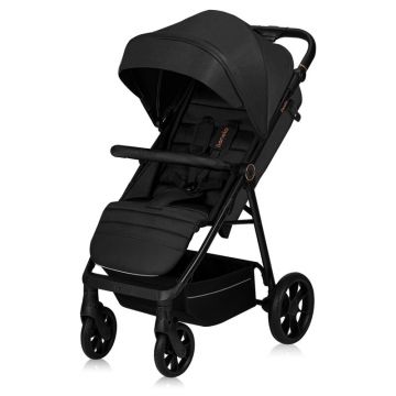 Carucior sport, Lionelo, Mira, Maner reglabil in 5 pozitii, Spatar si suport de picioare reglabile, Plasa de tantari si suport biberon incluse, Pana la 22 kg, 6 luni+, Conform cu EN1888-1, EN1888-2, Testare SGS, Negru