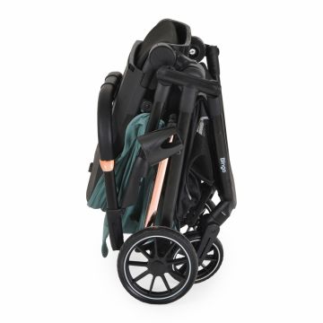 Carucior transformabil 2in1 cu sezut reversibil,pana la 4 ani sau 22kg,spatar reglabil,capotina XXL cu 4 sectiuni,pliere compacta cu unitatea scaunului, roti rezistente,husa picioare si geanta incluse Moni Bingo Marine Green