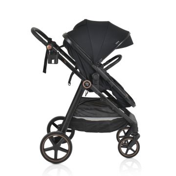 Carucior transformabil 2in1 Moni Tokyo Black pana la 22 kg,Cadru din aluminiu,Maner parental si Spatar reglabile,Scaun reversibil,Roti spuma EVA pivotante cu amortizor,Baldachin,Husa picioare,Geanta,Plasa insecte,Suport pahar