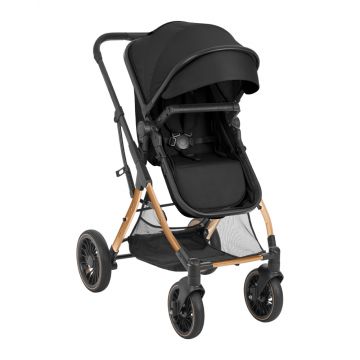 Carucior transformabil 3in1 KikkaBoo cu scaun auto I-Size,cadru din aluminiu,suspensii pe roti si cadru,sezut reversibil,capotina XXL,roti rezistente din PU,bara de protectie detasabila,husa picioare inclusa One Black