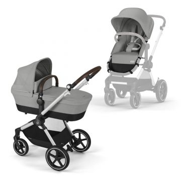 Carucior transformabil Cybex Gold Eos Lux Stone Grey cu cadru argintiu
