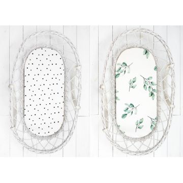 Set 2 cearceafuri cu elastic pentru landoucosulet bebe Bumbac EucaliptPuncte Sleepee