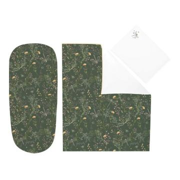 Set lenjerie pentru carucior Kikka Boo Secret Graden 6 piese Verde