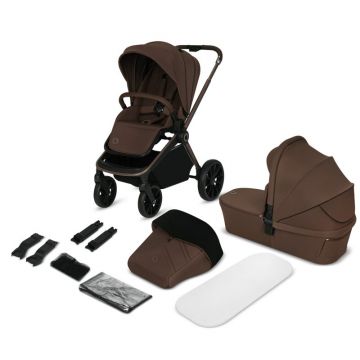 Carucior 2 in 1, Lionelo, Mika Plus, Cadru din aluminiu, Cu landou intarit si salteluta moale, Reversibil, Cu sistem de ventilatie 3D, Cu accesorii, Pana la 22 kg, Conform cu EN1888-1 EN1888-2, EN1466, Mocha Mousse