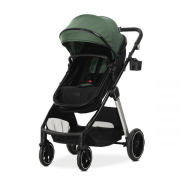 Carucior 2 in 1 pentru copii Lorelli Aspen Green, transformabil, reversibil, cadru din aluminiu, suspensii, adaptori pentru cos auto, geanta, greutate suportata 22 kg