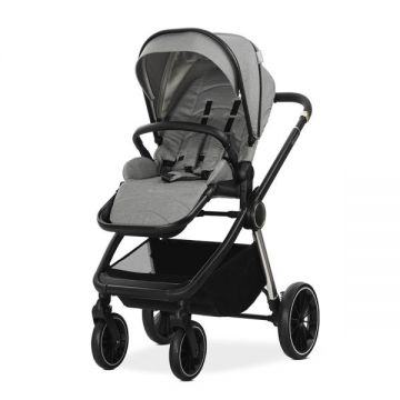 Carucior 2 in 1 pentru copii Lorelli Bianca Grey, cadru din aluminiu, suspensii, cos landou individual cu maner de transport, geanta, greutate suportata 22 kg