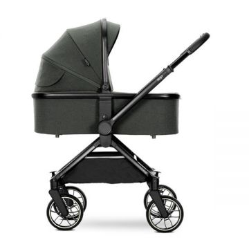 Carucior 2 in 1 pentru copii Lorelli Reya Green, cadru din aluminiu, suspensii, geanta, cos individual cu maner de transport, maner si sezut reversibile, greutate suportata 22 kg