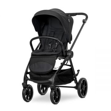 Carucior 2 in 1 pentru copii Lorelli Venice Black, cadru din aluminiu, suspensii, sezut reversibil, geanta, greutate admisa 22 kg