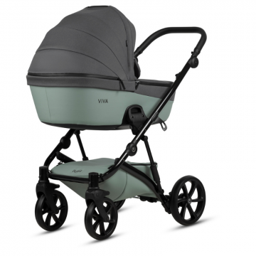 Carucior 2 in 1 Tutis Viva 5+ Sage 039 din piele ecologica, sezut reversibil, spatar reglabil, roti cu blocare, bara detasabila, accesorii incluse