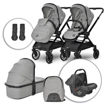 Carucior 3 in 1 Lorelli Reya, maner reversibil, pana la 22 kg, Gri