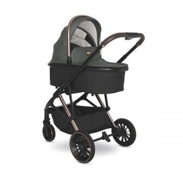 Carucior 3 in 1 pentru copii Lorelli Aria Green, cosulet auto Aria Luxe 40-87 cm inclus, cadru din aluminiu, parte sport reversibila, multiple accesorii, greutate admisa 22 kg
