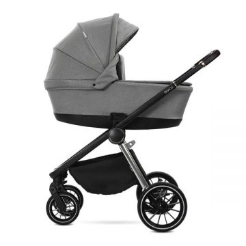 Carucior 3 in 1 pentru copii Lorelli Bianca Grey, prevazut cu sistem anti-reflux, cadru din aluminiu, suspensii, parte sport reversibila, bara de protectie detasabila, geanta, greutate admisa 22 kg