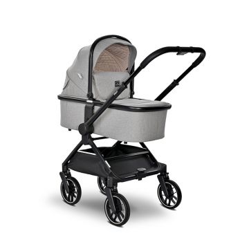Carucior 3 in 1 pentru copii Lorelli Reya Gri cu maner reversibil, cadru din aluminiu, suspensii, maner pentru transport, greutate admisa 22 kg