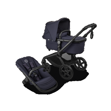 Carucior Bugaboo Fox 5  Renew Black Deep Indigo 2 in 1, 0 - 22 kg, pliabil, Negru/Albastru