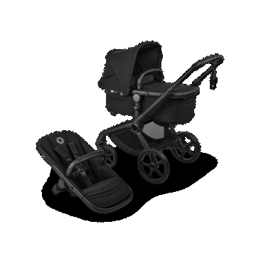 Carucior Bugaboo Fox 5  Renew Black Heritage Black 2 in 1, 0 - 22 kg, pliabil, Negru