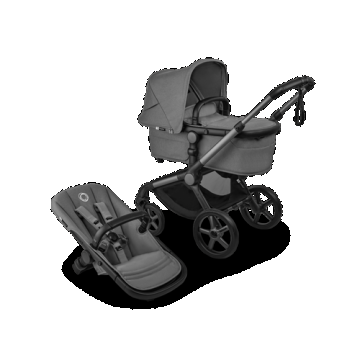Carucior Bugaboo Fox 5  Renew Graphite Moon Grey 2 in 1, 0 - 22 kg, pliabil, Negru/Gri