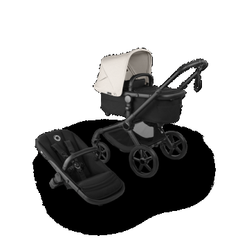 Carucior Bugaboo Fox 5  Renew Heritage Black Misty White 2 in 1, 0 - 22 kg, pliabil, Negru/Alb