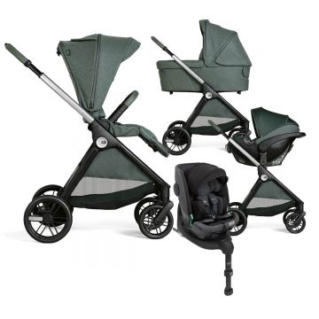 Carucior copii 5 in 1 Chicco Bellagio (carucior, landou, scoica, scaun auto, baza isofix), Fir Tree (verde inchis), 0luni+