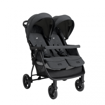 Carucior de gemeni Joie Estrella Ebony, 0 - 22kg, pliabil, Negru