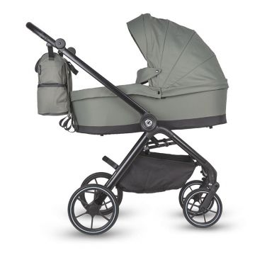 Carucior modular 2 in 1 Coccolle Serry Moss Green, Suport de picioare reglabil, Suspensie, Huse pentru picioare, Geanta, Adaptoare, Bara de protectie si maner din piele ecologica, Greutate admisa 22 kg