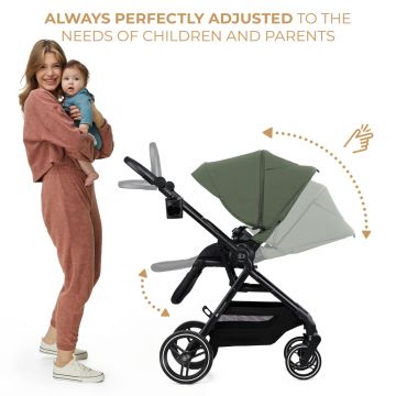 Carucior pentru copii 3 in 1 Kinderkraft Yoxi Mystic Green 0-22 kg, cadru din aluminiu, accesorii incluse Carucior pentru copii 3 in 1 Kinderkraft Yoxi Mystic Green 0-22 kg, cadru din aluminiu, accesorii incluse