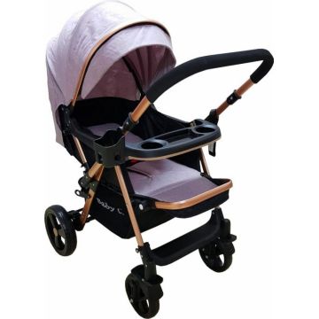 Carucior pentru copii Baby Care PRO 511 Gri, Cadru aluminiu, Maner reversibil, Spatar reglabil in 5 trepte, Amortizoare, Frana picior, Pliabil