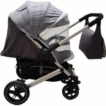 Carucior pentru copii Baby Care Pro 512 Gri Carouri cu Suspensii, Cadru aluminiu Silver, Maner reversibil, Spatar reglabil in 5 trepte, Frana picior, Plasa insecte, Geanta