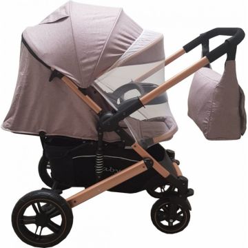 Carucior pentru copii Baby Care Pro 512 Gri cu Suspensii, Cadru aluminiu Gold, Maner reversibil, Spatar reglabil in 5 trepte, Frana picior, Plasa insecte, Geanta