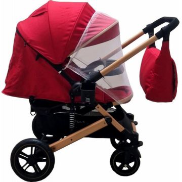 Carucior pentru copii Baby Care Pro 512 Rosu cu Suspensii, Cadru aluminiu Gold, Maner reversibil, Spatar reglabil in 5 trepte, Frana picior, Plasa insecte, Geanta