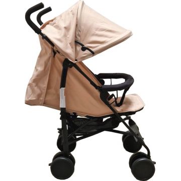 Carucior pentru copii Baby Care PRO 818B Beige sport tip umbrela, Spatar reglabil in 7 trepte, Pozitie somn, Amortizoare, Frana picior, Pliabil