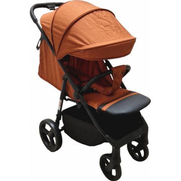 Carucior pentru copii Baby Care Pro S 508 Portocaliu Gold, Cadru aluminiu, Spatar reglabil in 3 trepte, Husa picioare, Frana picior, Pliabil