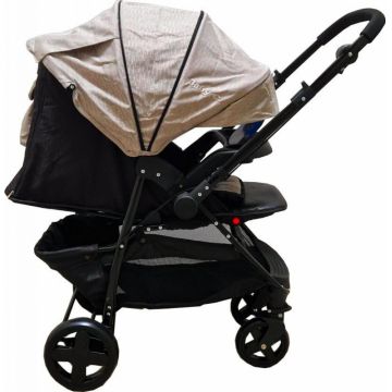 Carucior pentru copii Baby Care Pro SK10 Maro Gold cu Maner reversibil, Spatar reglabil in 3 trepte, Frana picior, Pliabil