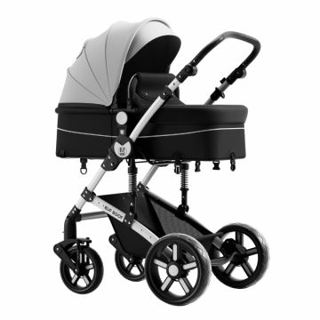 Carucior pentru copii Buf Boof A1 Deluxe Black White 2 in 1 reversibil 0-36 luni, cadru din aluminiu, amortizoare, accesorii incluse