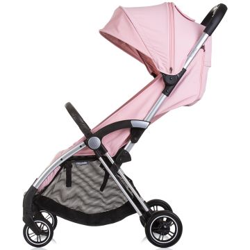 Carucior pentru copii Chipolino Illusion pink marshmallow, Pliere automata, Spatar reglabil, bara de protectie detasabila, Suport picioare reglabil, greutate suportata 22 kg