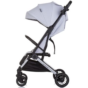 Carucior pentru copii Chipolino Pixie cloud grey cu spatar reglabil, suspensii, sistem tip troller, suport reglabil pentru piciore